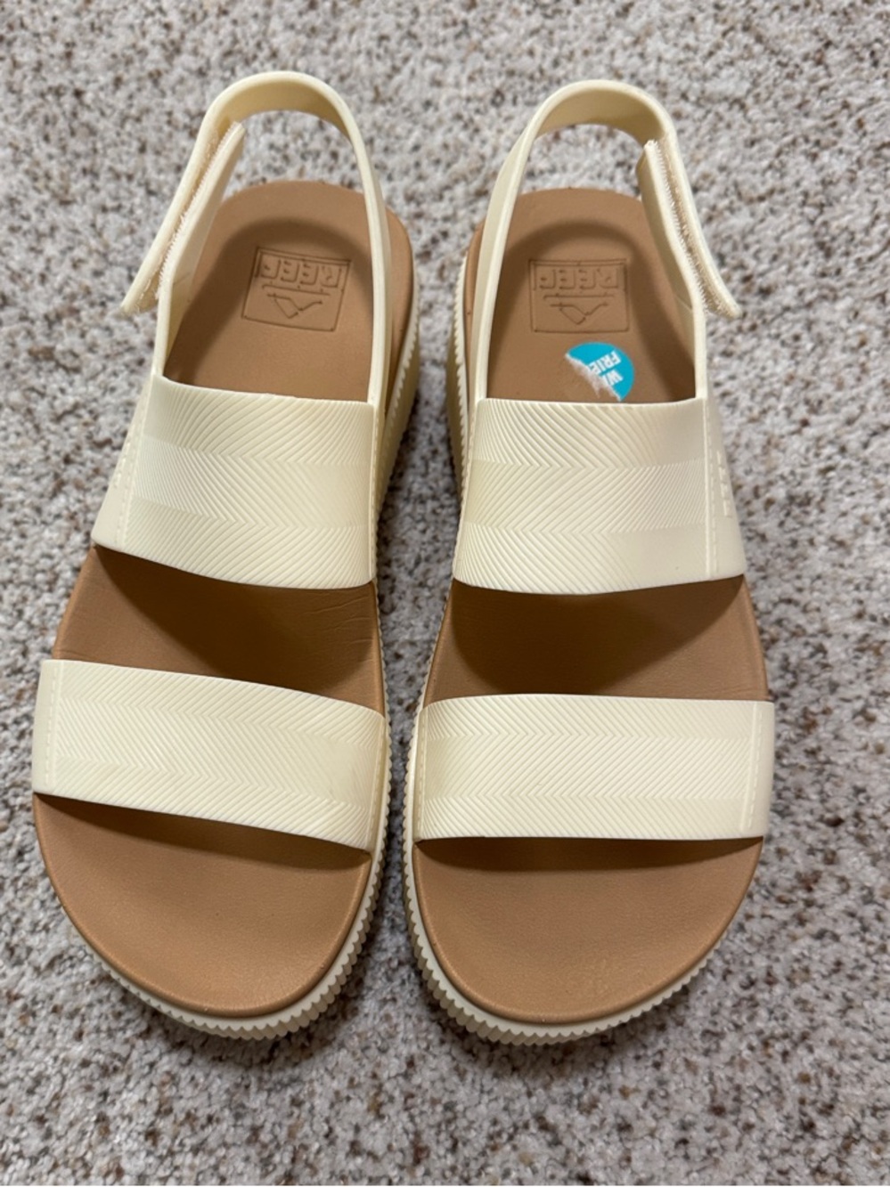 Reef Two-Strap Cream and Tan Slingback Sandals